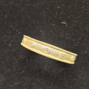 Magnetic Clasp, 7 1/2 Inch Thick Gold Bangle Bracelet with Crystal Accents